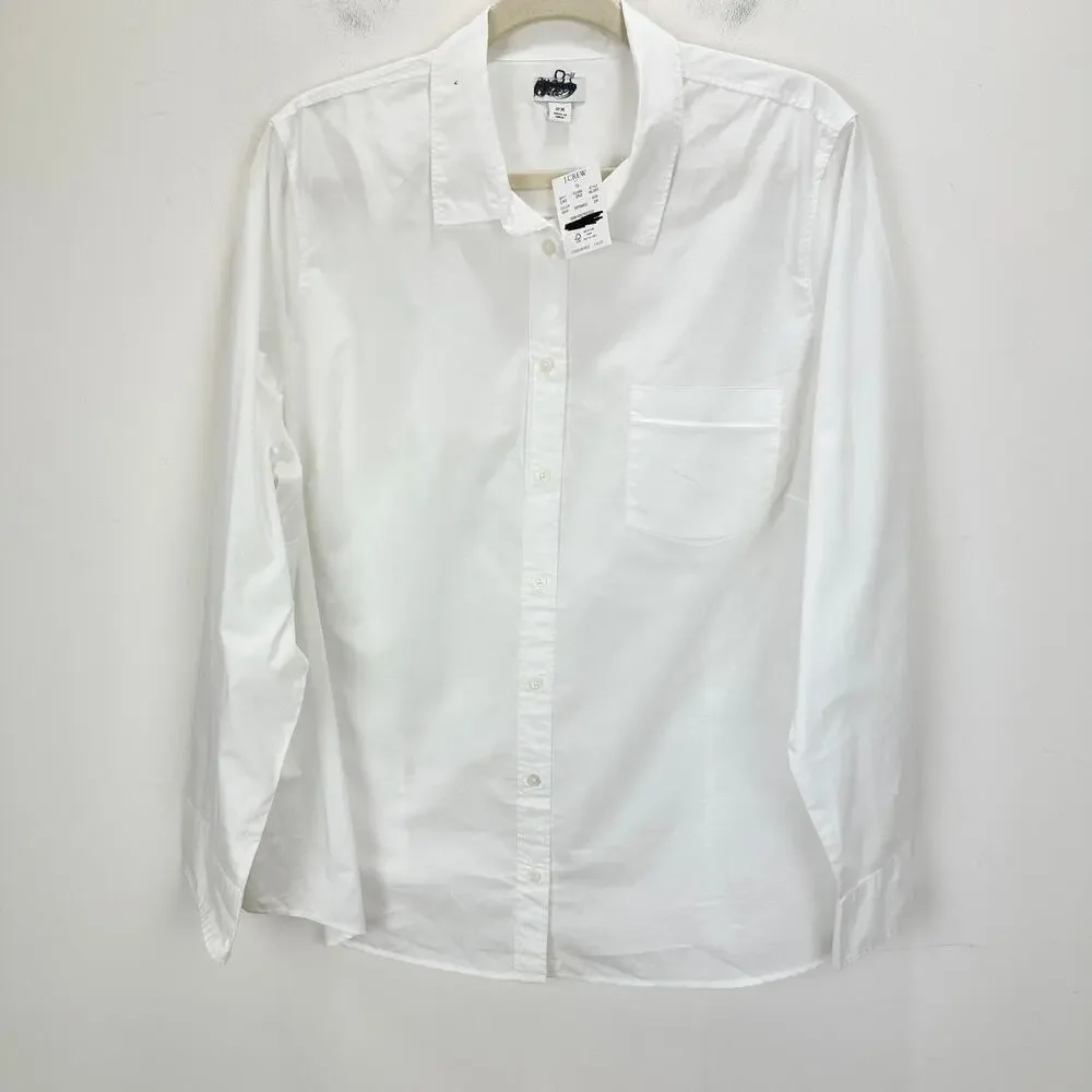J.Crew Button-up cotton poplin shirt in signature fit Cotton White 2X NWT